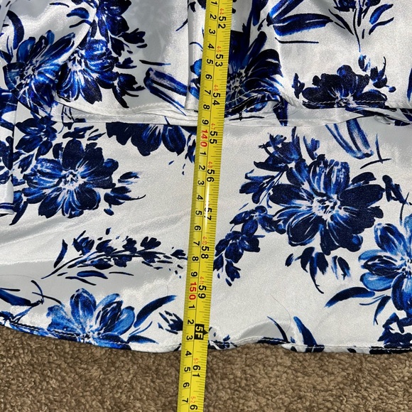 Betsy & Adam silk floral print white and blue dress Size 6 NWT Retail $289 - Picture 9 of 12